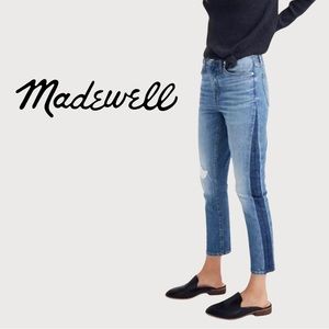 Madewell High Rise Stripe Slim Boyfriend Jeans